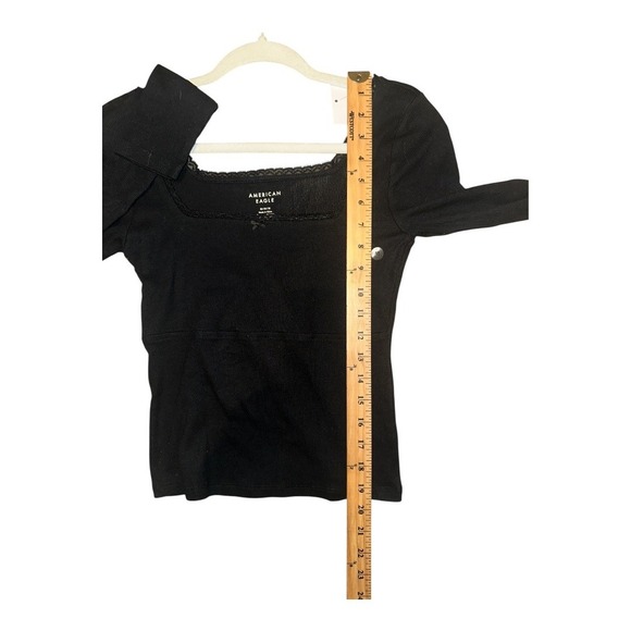 American Eagle Black Square Neckline Cropped Top, Medium - Picture 4 of 6